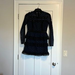 Self portrait black and navy star pattern dress size 8